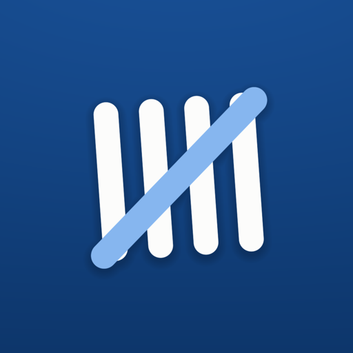 The Tallyist icon: four white tally strokes crossed by a light blue slash, on a deep blue field.