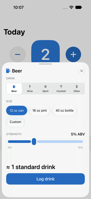 The drink sheet: beer, 12 oz can, 5% ABV.